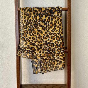 Vintage Leopard Print Sheer Long Scarf